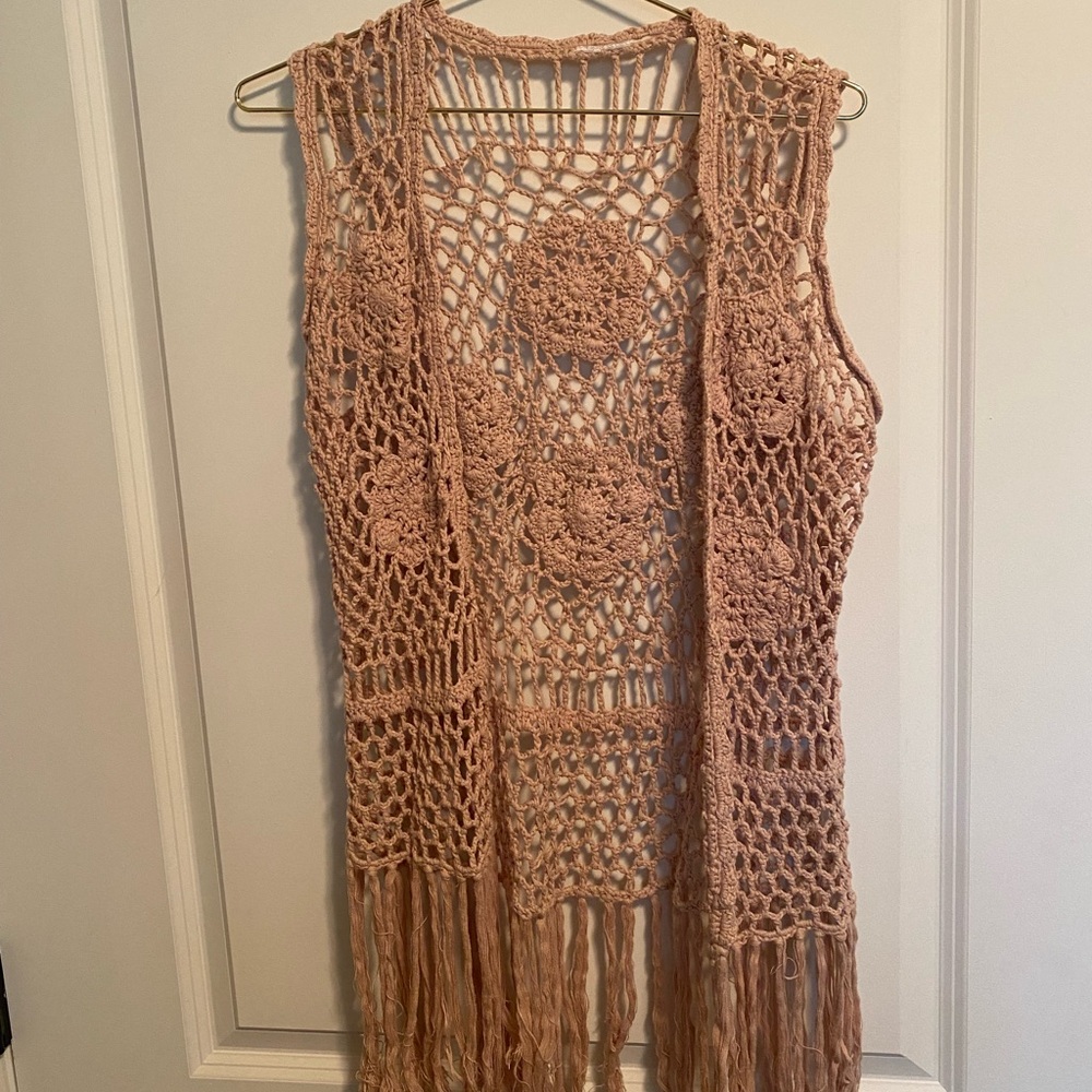 Boho Knit Sleeveless Open-front Cardigan